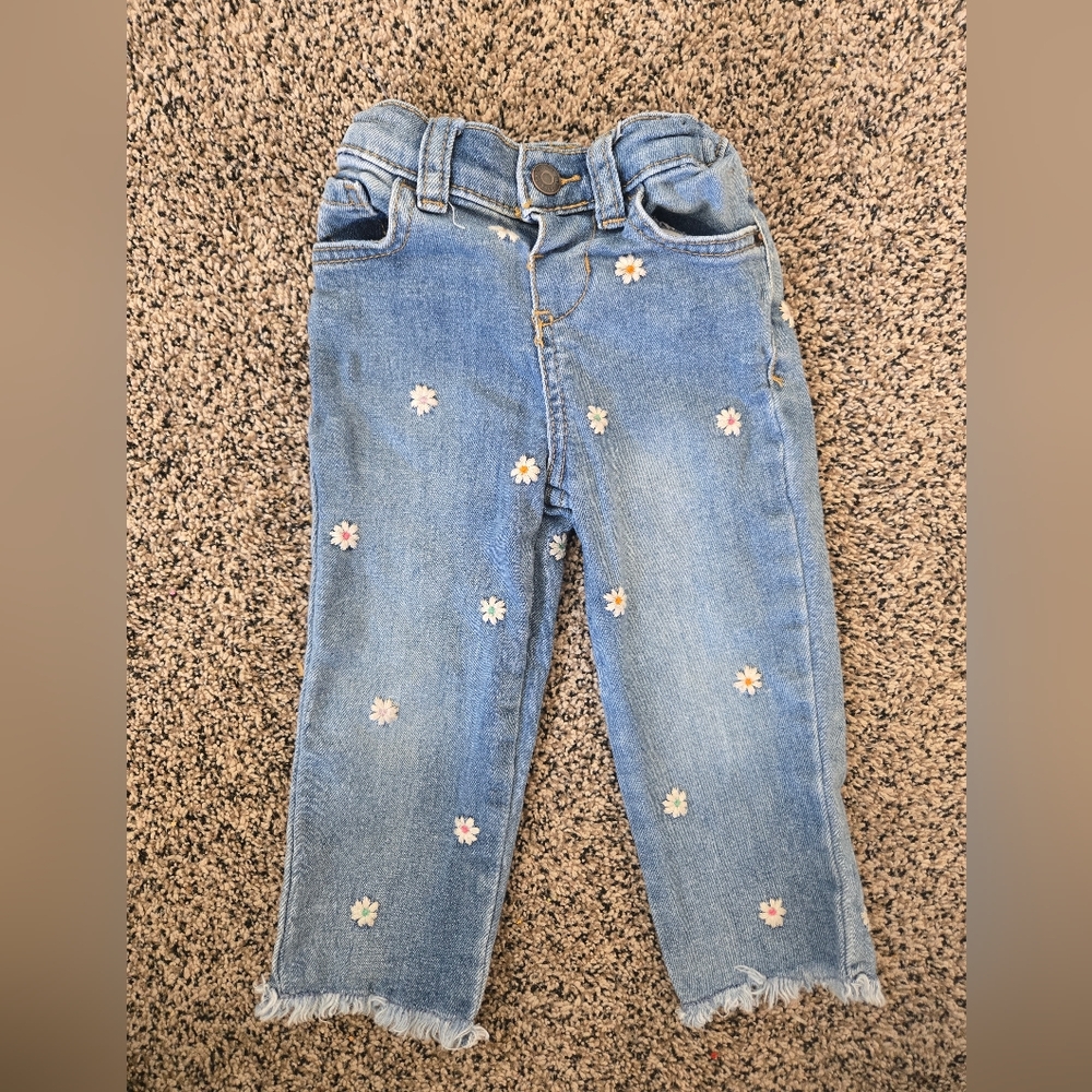 2T Cat And Jack Floral Embroidered Jeans